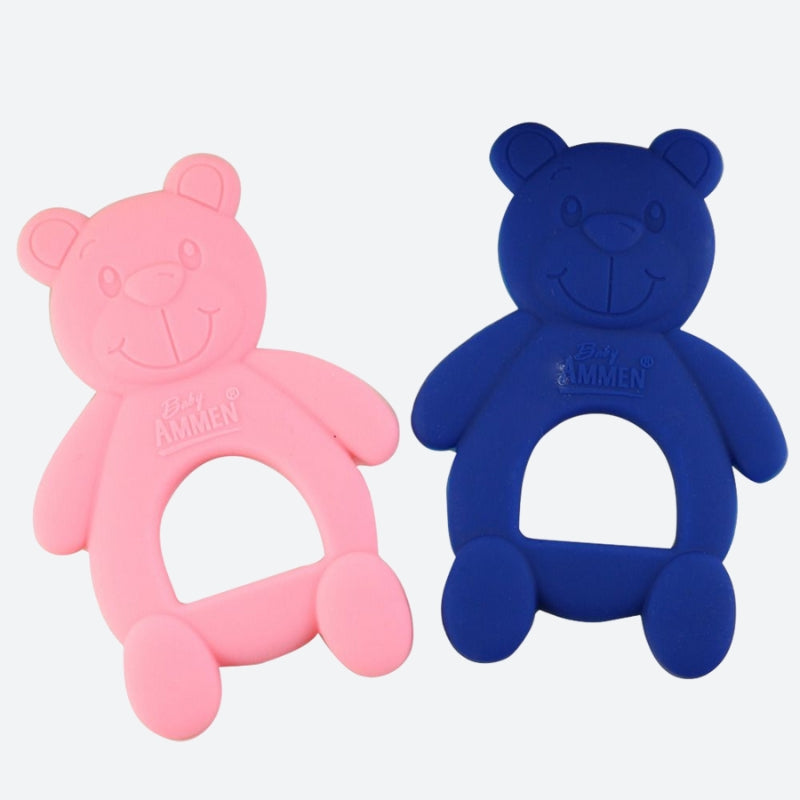 Anneau de dentition pour bébé en forme d'ourson bleu ou rose