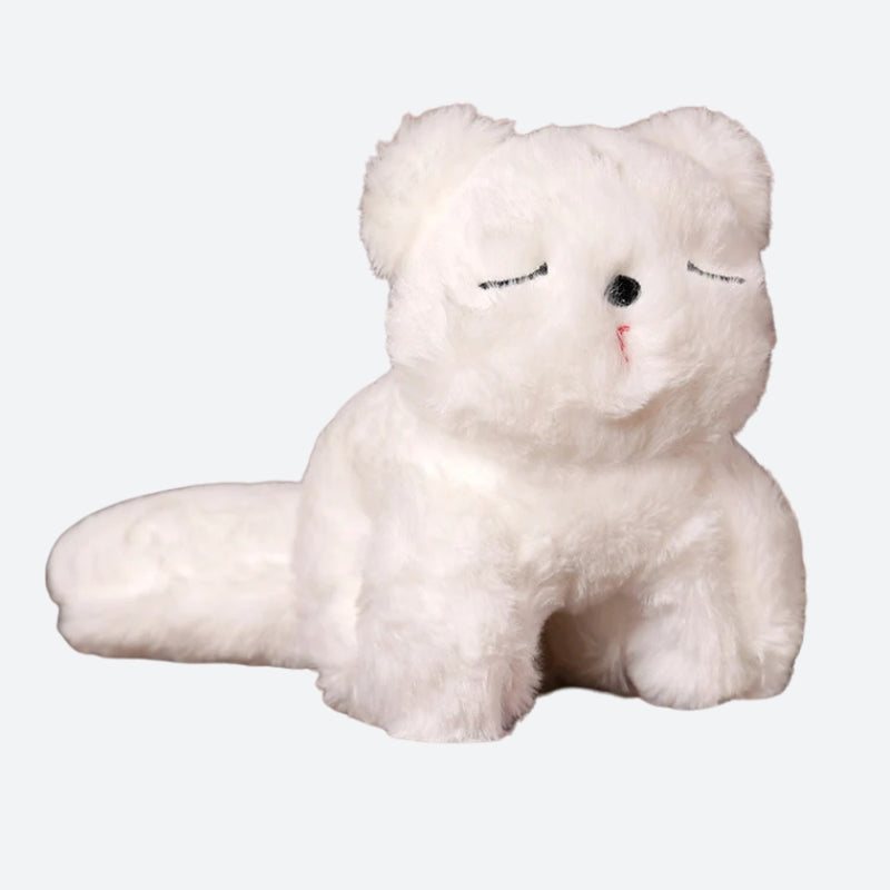TICHA, le mini doudou bracelet chat,sur fond gris