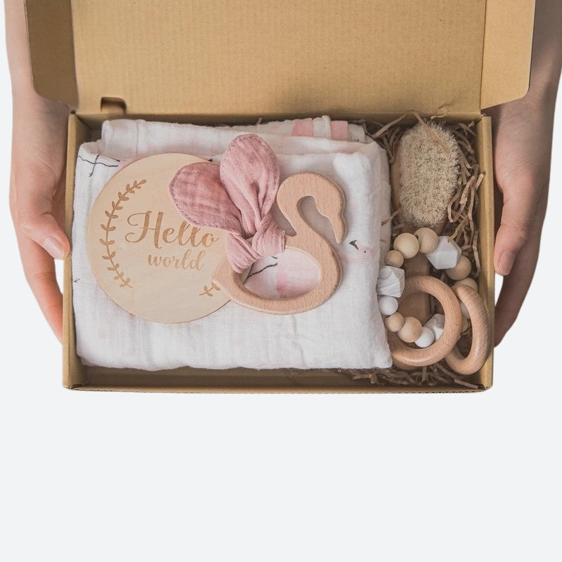 Coffret doudou oiseau cygne - AGATHE présenté dans sa boite