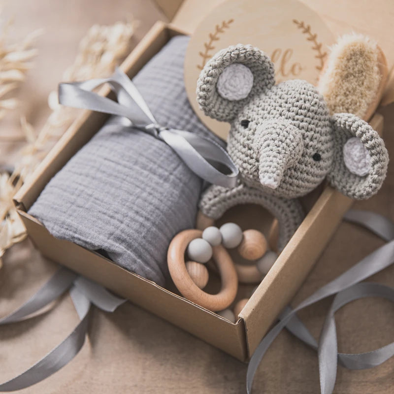Coffret doudou éléphant - ANNA présenté dans sa boite