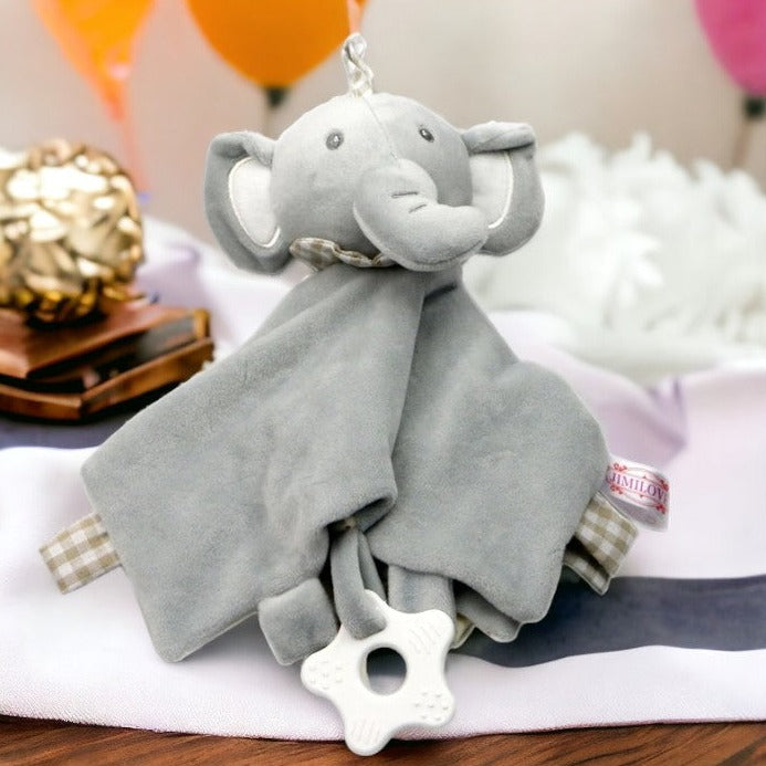 doudou éléphant / doudou plat éléphant / doudou éléphant plat / doudou bébé / doudou nouveau-né / cadeau nouveau-né / doudou enfant / enfance / attache tétine / anneau de dentition Image