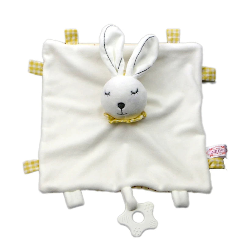 doudou lapin blanc avec étiquettes, t-shirt à fleur rose et anneau de suspension. doudou lapin/ doudou blanc/ doudou plat/ doudou peluche/ doudou étiquettes/ doudou garçon / doudou tout doux/ doudou fille / doudou bébé / doudou rose / anneau de dentition / Image