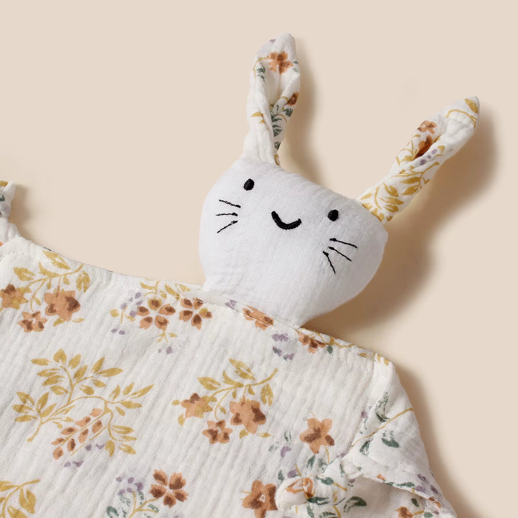 Doudou Lapin Mousseline Fleurie Oreilles Douces - Capucine