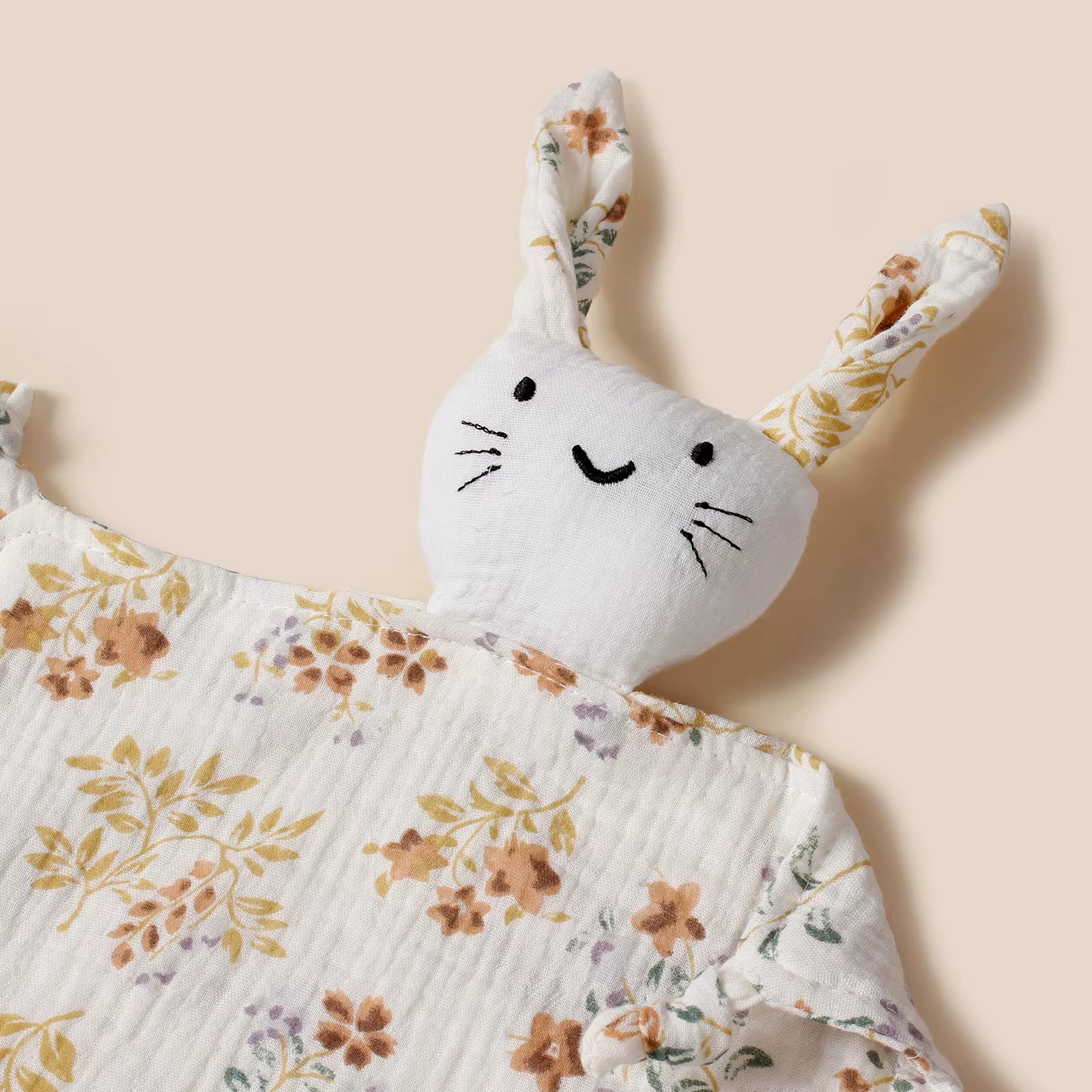 Doudou Lapin Mousseline Fleurie Oreilles Douces - Capucine Image