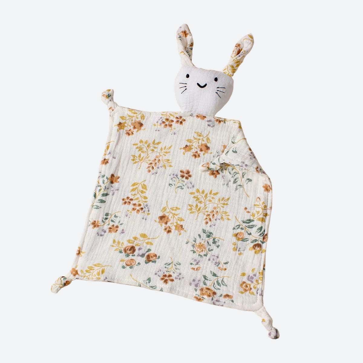 Doudou Lapin Mousseline Fleurie Oreilles Douces - Capucine