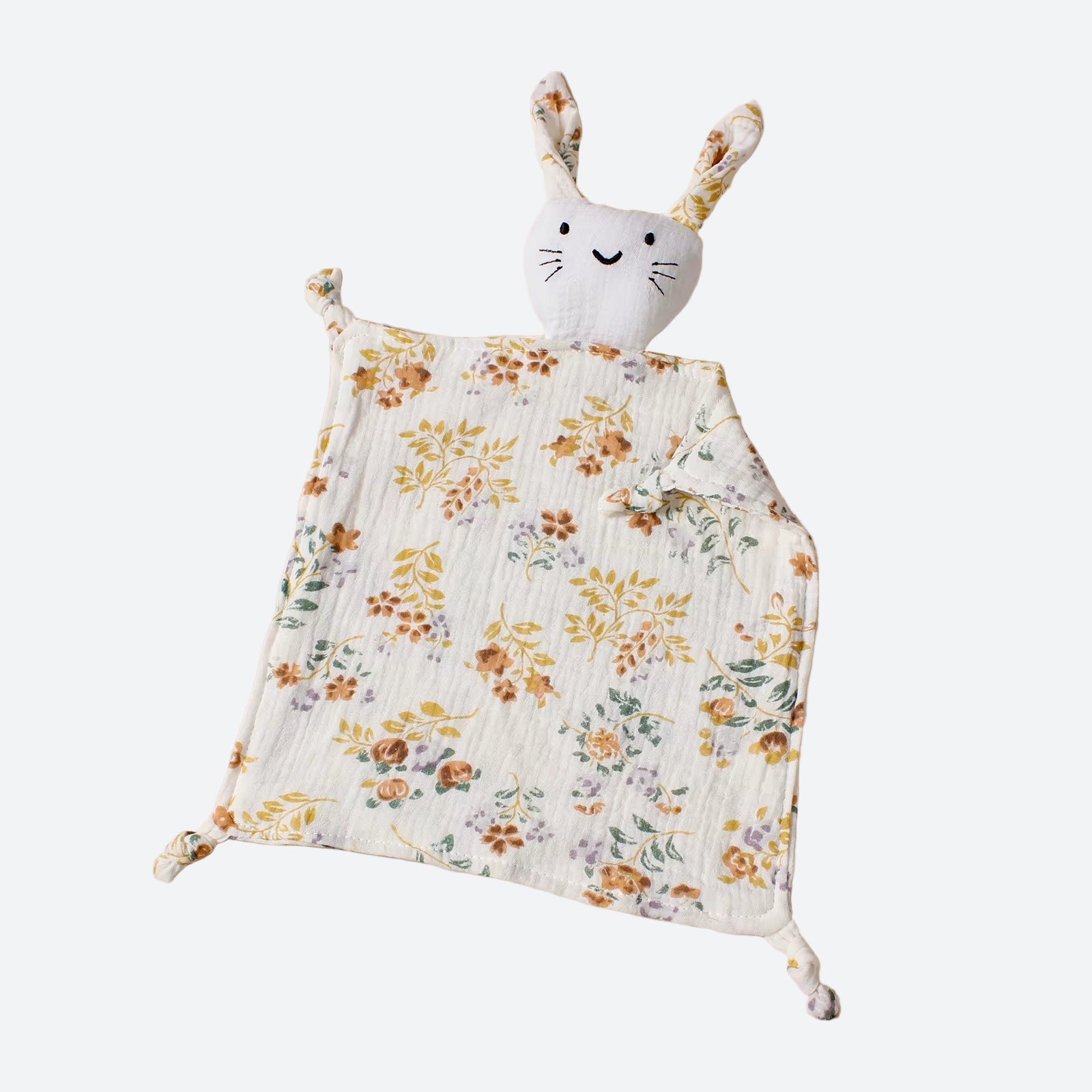 Doudou Lapin Mousseline Fleurie Oreilles Douces - Capucine Image