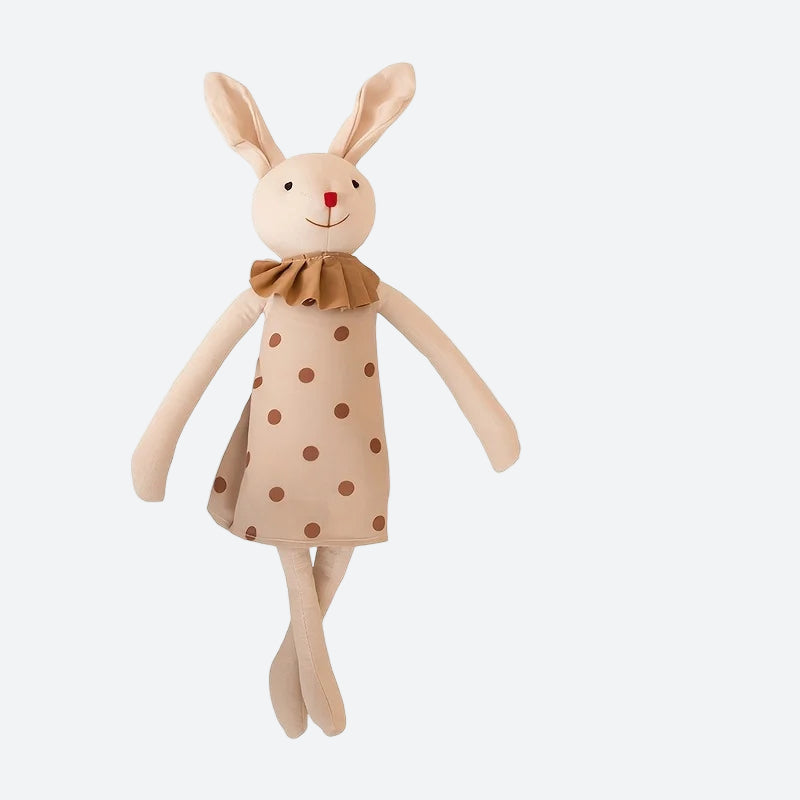 Doudou Lapin Tissu Pois Petit Col 42cm - Chloé