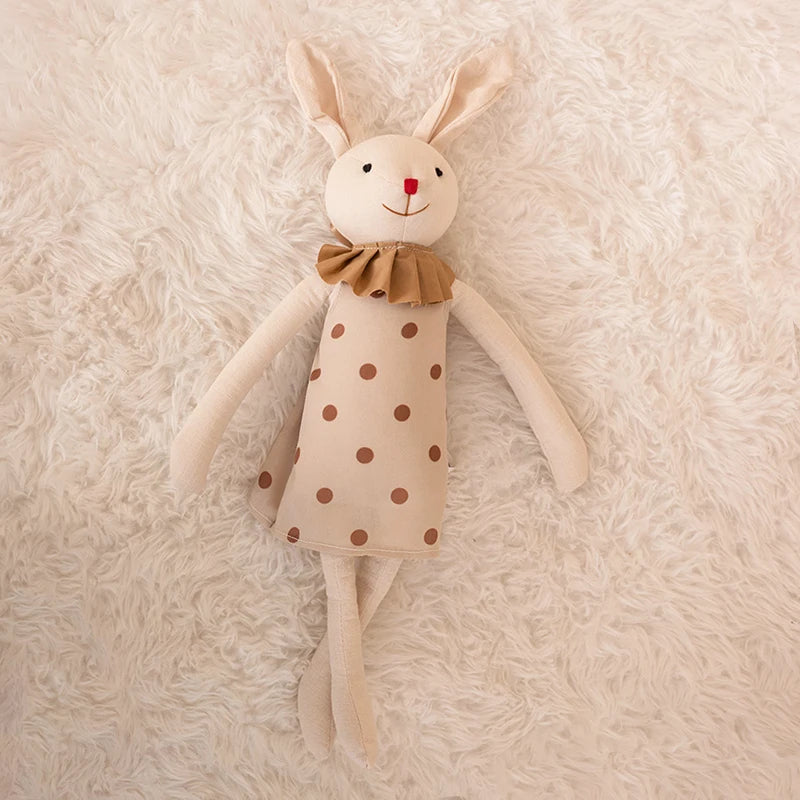 Doudou Lapin Tissu Pois Petit Col 42cm - Chloé