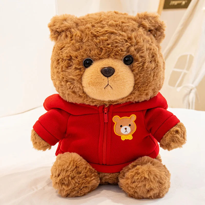 Doudou Ours Peluche Capuche Rouge 23cm - Maxime