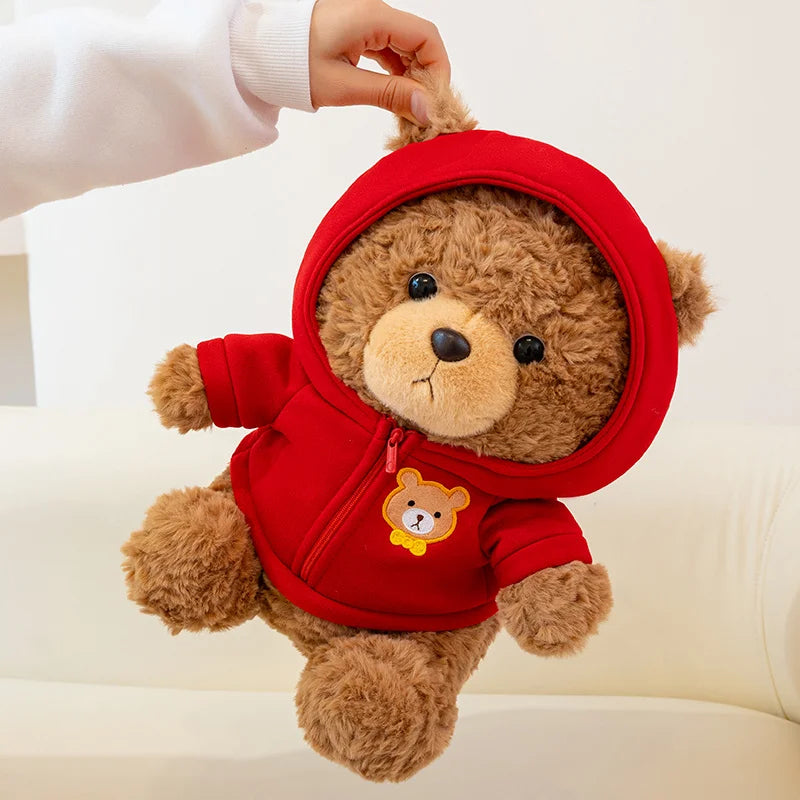Doudou Ours Peluche Capuche Rouge 23cm - Maxime