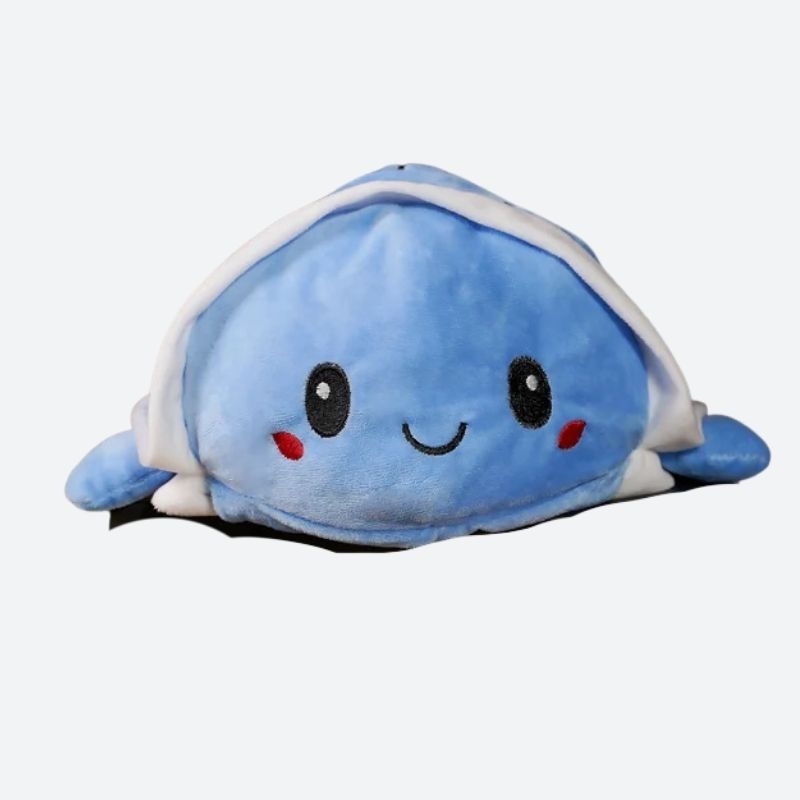 Doudou Tortue Peluche Réversible Humeur Bleu - Milo