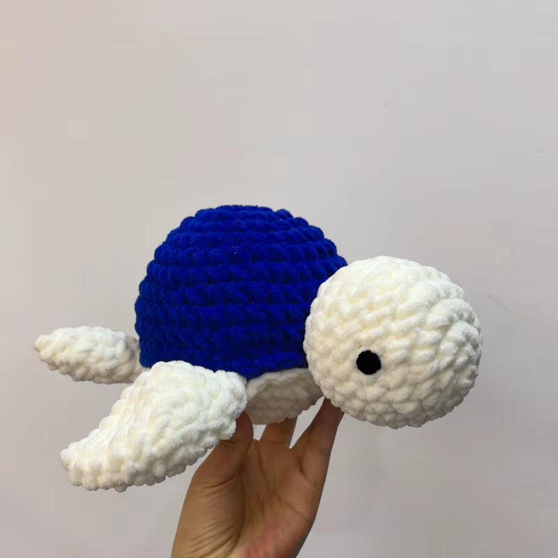 Doudou Tortue Peluche Tricot Bleu Céleste Timéo Image