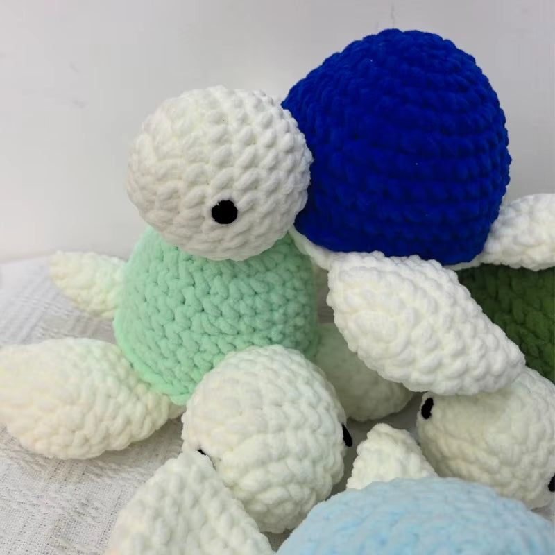 Doudou Tortue Peluche Tricot Bleu Céleste Timéo Image