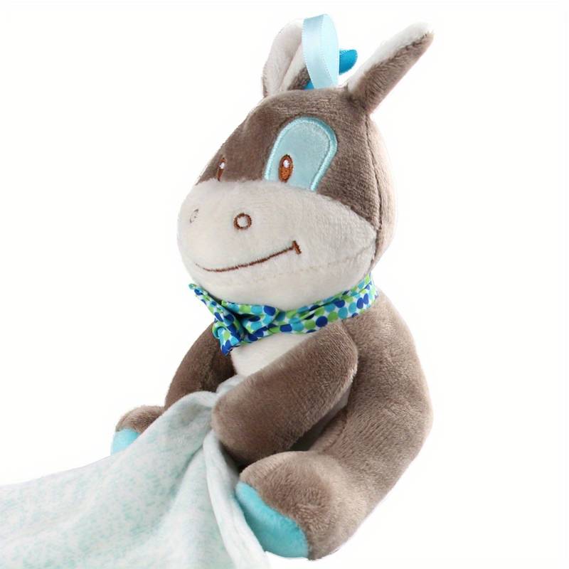 Doudou âne gris - MALO doudou mouchoir gris et bleu avec une fleur rouge