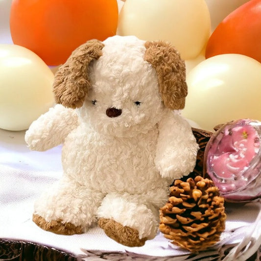 peluche chien blanc et marron