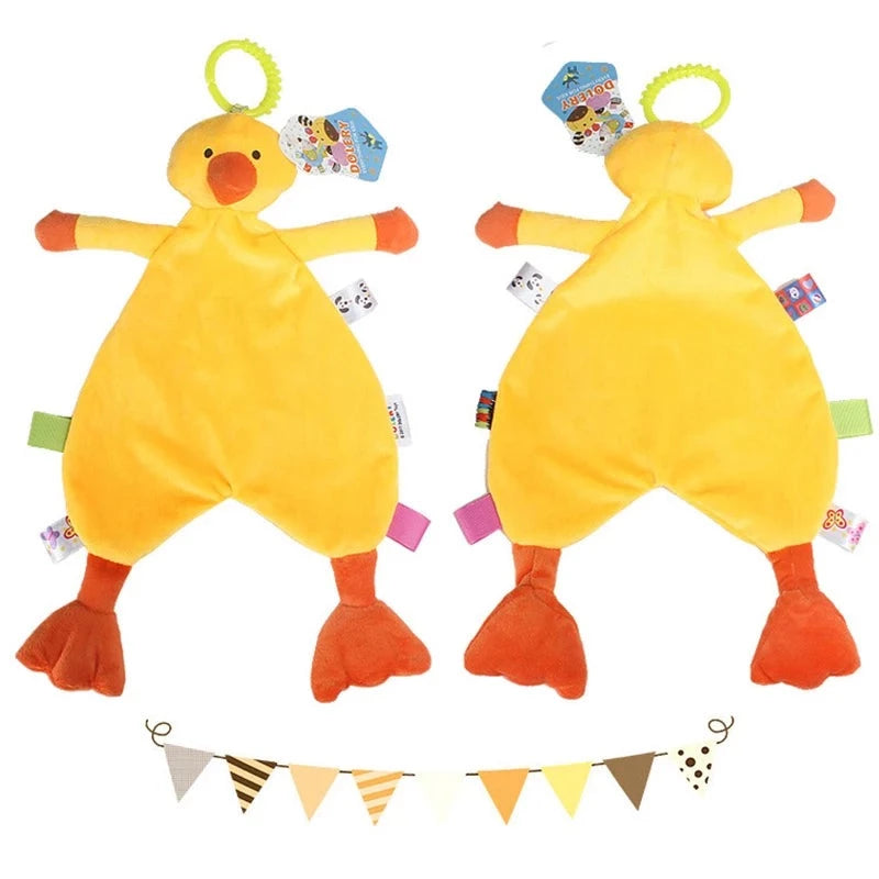 doudou canard jaune à plat de face et de dos Image