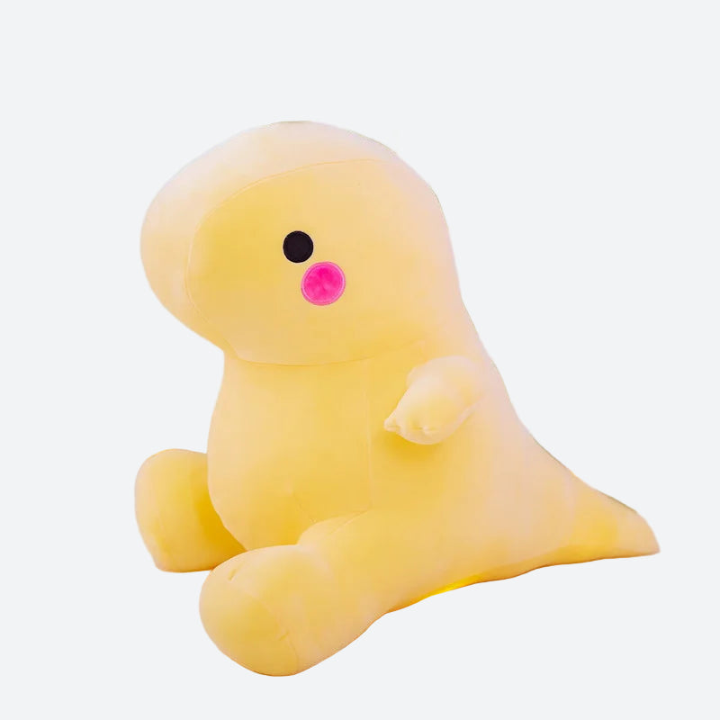 peluche dinosaure jaune avec crête verte 