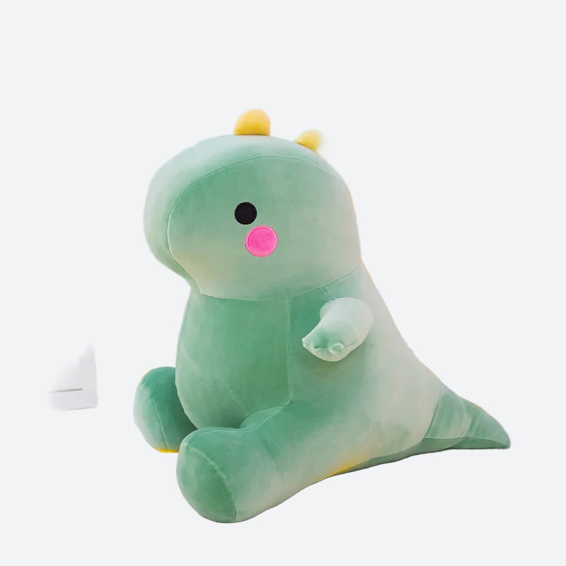 peluche dinosaure vert avec crête jaune