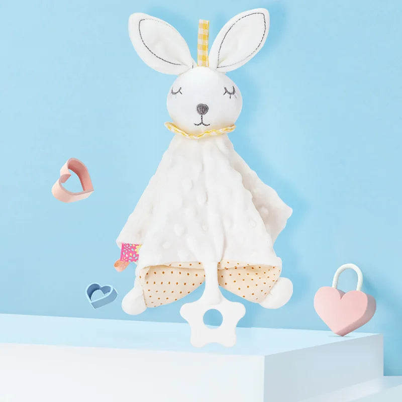 doudou lapin / doudou blanc / doudou jaune / doudou blanc / doudou plat / doudou jaune et blanc / doudou bébé / nouveau-né / cadeau nouveau-né / enfant / enfance/ anneau de dentition / attache tétine Image