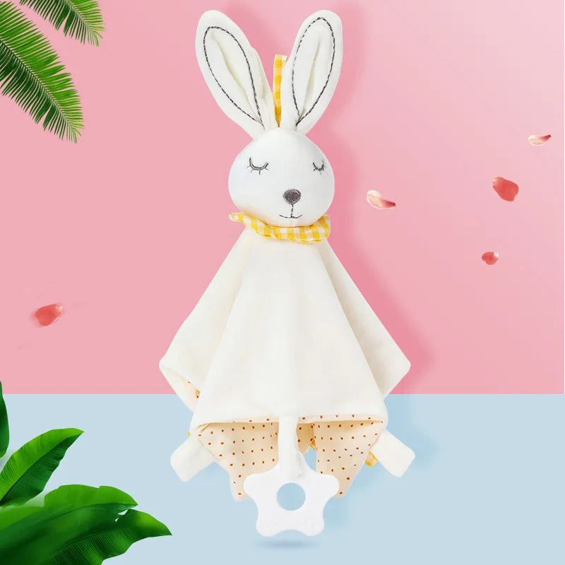 doudou lapin / doudou blanc / doudou jaune / doudou blanc / doudou plat / doudou jaune et blanc / doudou bébé / nouveau-né / cadeau nouveau-né / enfant / enfance/ anneau de dentition / attache tétine Image