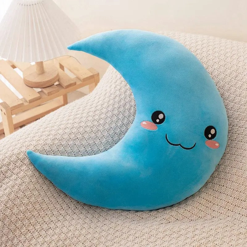Doudou lune kawaii bleu vue de face