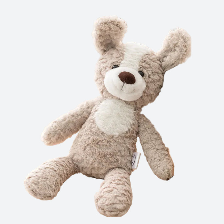 peluche chien marron et blanc au nez  marron