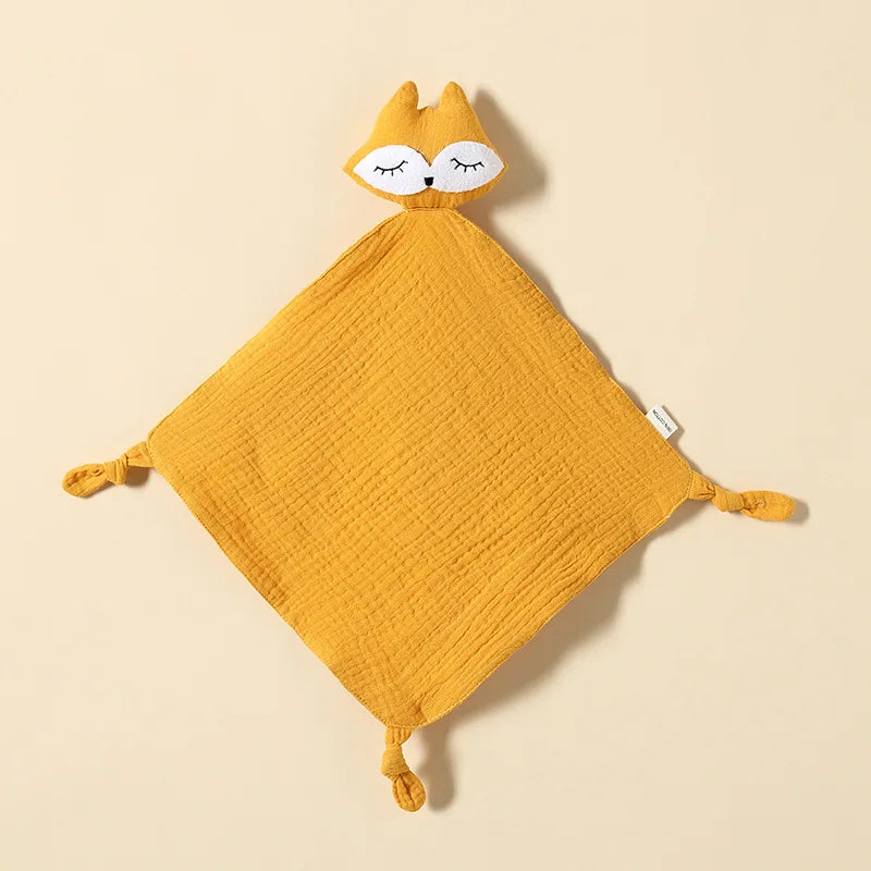 Doudou gaze de coton renard / doudou renard / doudou gaze de coton / doudou bébé / doudou fille / doudou garçon / doudou enfant / doudou / doudou moutarde