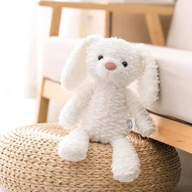 peluche lapin blanc au pelage gauffré