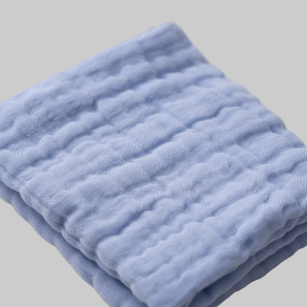 Lange Bébé Mousseline Uni Bleu Nuit Doux Image