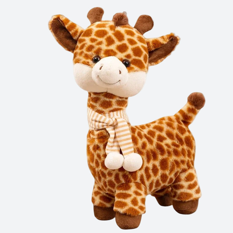 Peluche girafe à écharpe de face sur fond blanc
