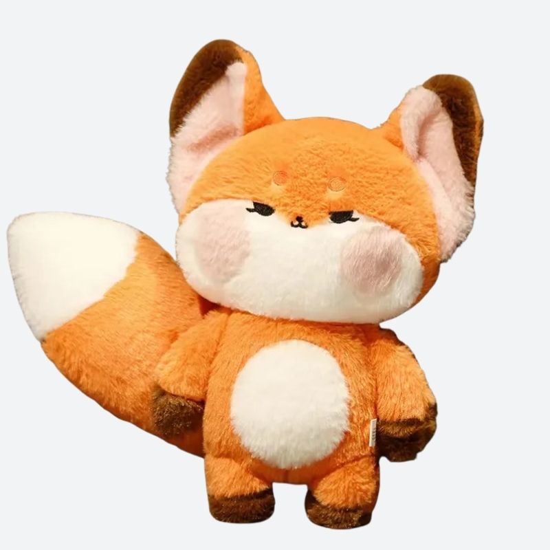  ALI, le doudou peluche renard aux multiples couleurs éclatantes et aux yeux d'or étincelants. Disponible en deux tailles, 60cm et 100cm, ALI apportera une touche de magie à chaque étreinte.