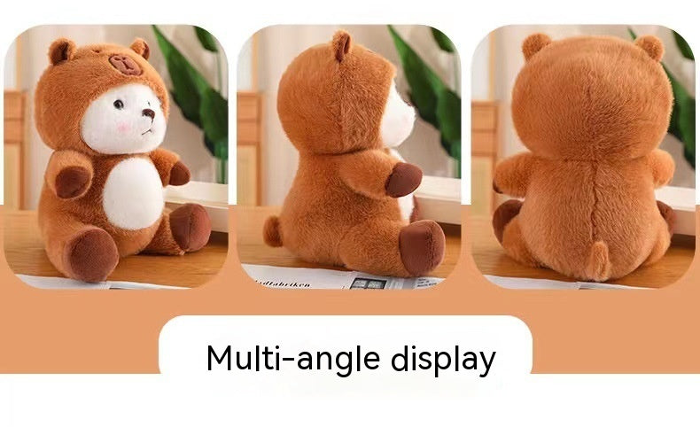 Peluche ours blanc marmotte transformable