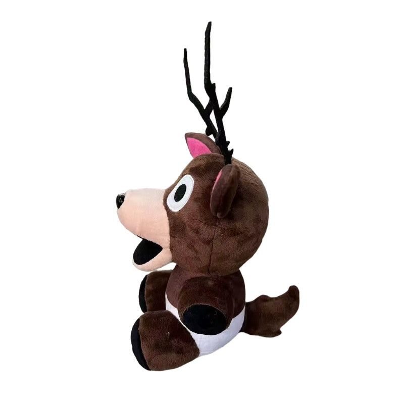 Peluche cerf à bois noirs vue de profil