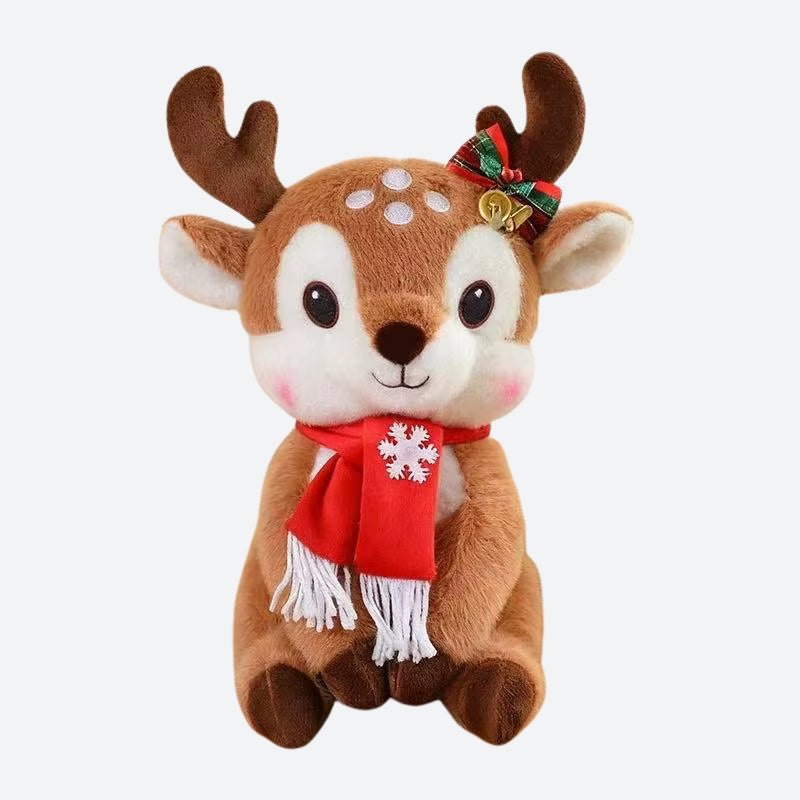 Peluche cerf de Noel de face sur fond gris