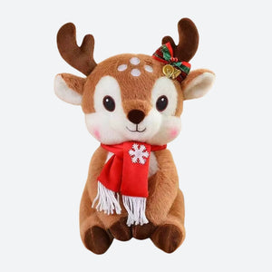 Peluche cerf de Noel de face sur fond gris