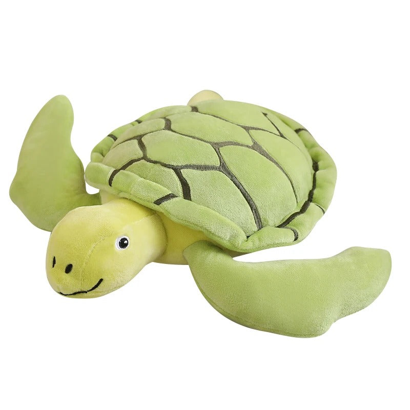 Peluche tortue verte - Sally de face sur fond gris