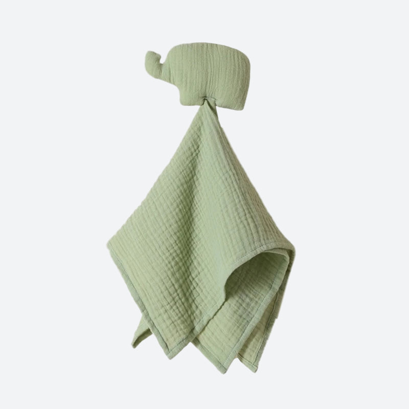 bleu, coquillage en peluche attaché au milieu d'un carré de tissu  100% coton  38 x 40 cm