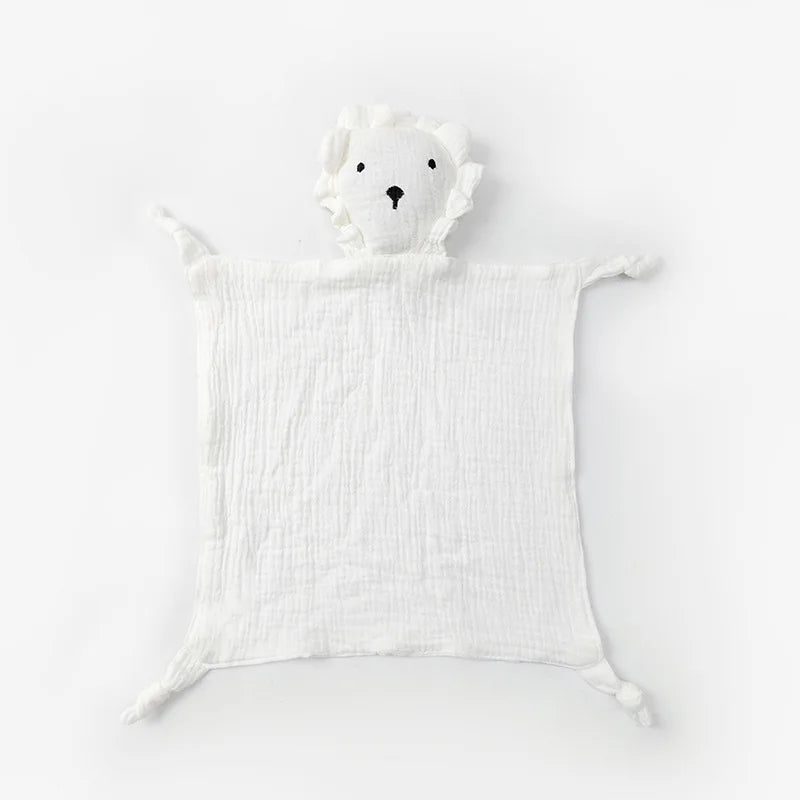 doudou lion / plat / plat lion / bébé lion / lion bébé / boule lion / lange lion / blanc / bleu / jaune / nouveau-né / cadeau nouveau-né / enfant / enfance