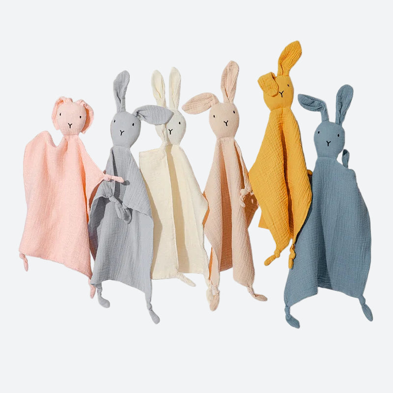 doudou mignon/ doudou attache tétine/ doudou plat/ doudou peluche/ doudou étiquettes/ doudou garçon / doudou tout doux/ doudou fille / doudou bébé / doudou lapin/ doudou bleu rose / gaze de coton / doudou gaze de coton / doudou rose / doudou maron / doudou bleu / doudou blanc / doudou jaune / motif / doudou gris / doudou vert / doudou orange Image