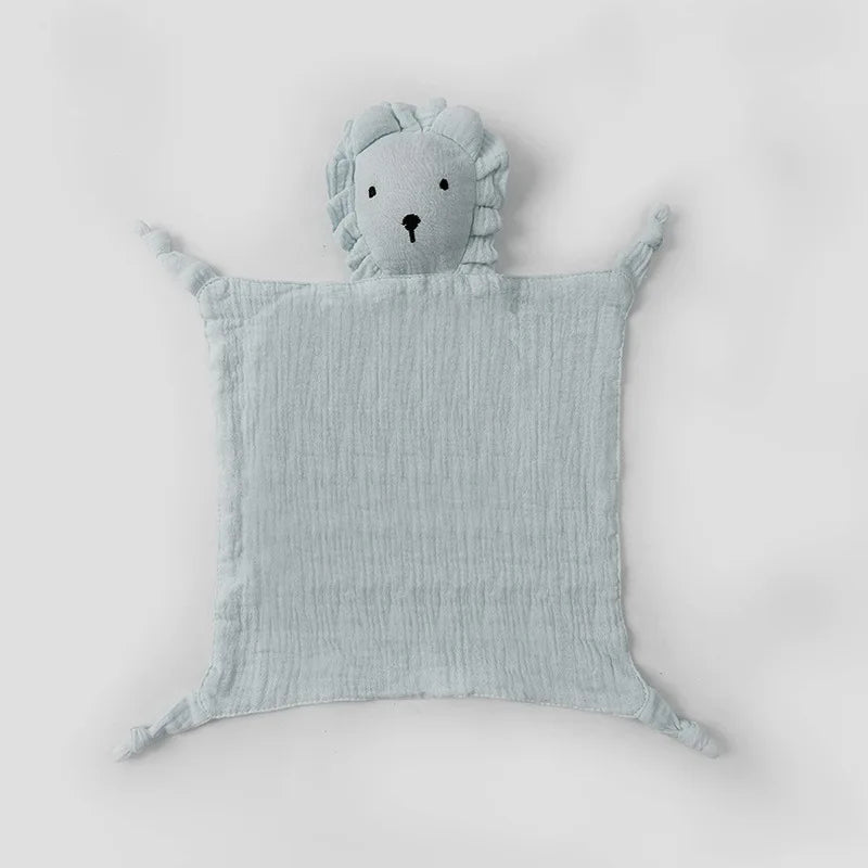 doudou lion / plat / plat lion / bébé lion / lion bébé / boule lion / lange lion / blanc / bleu / jaune / nouveau-né / cadeau nouveau-né / enfant / enfance