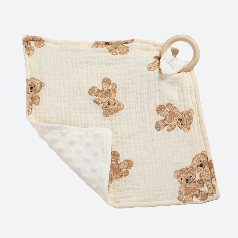 Doudou carré - TOM blanc et ourson