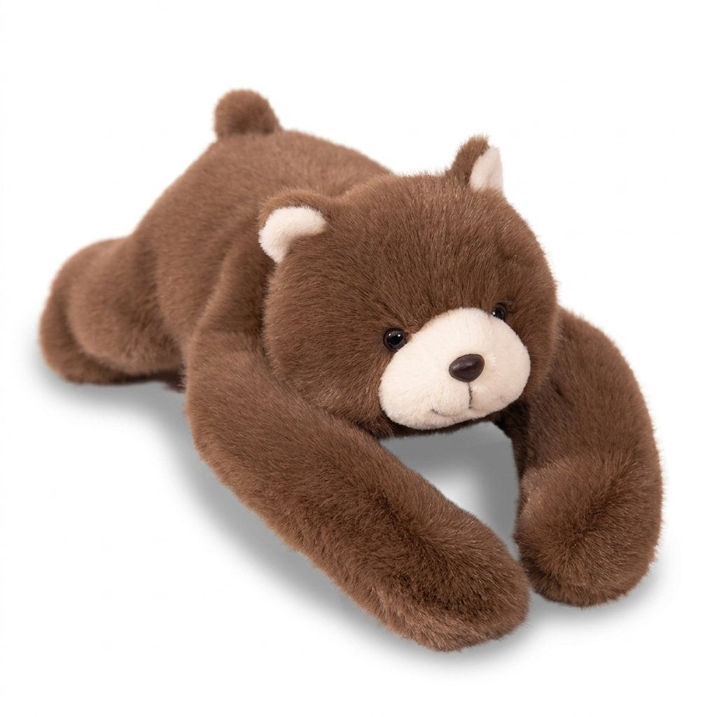 Peluche allongée ours brun