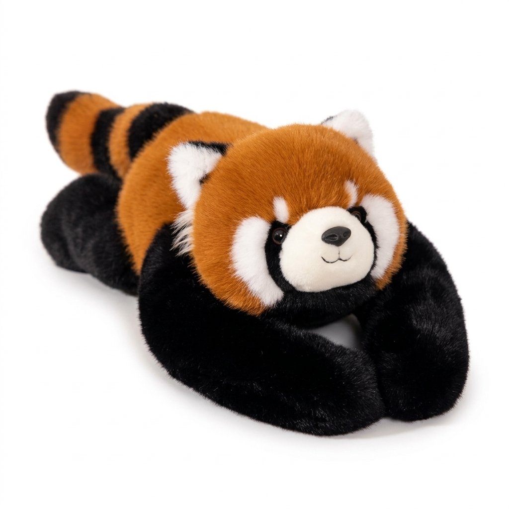 Peluche allongée panda roux