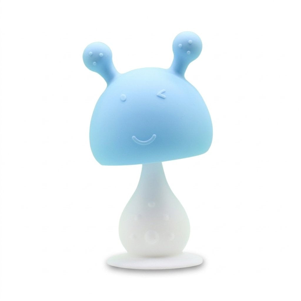 Anneau de dentition champignon à antennes bleu