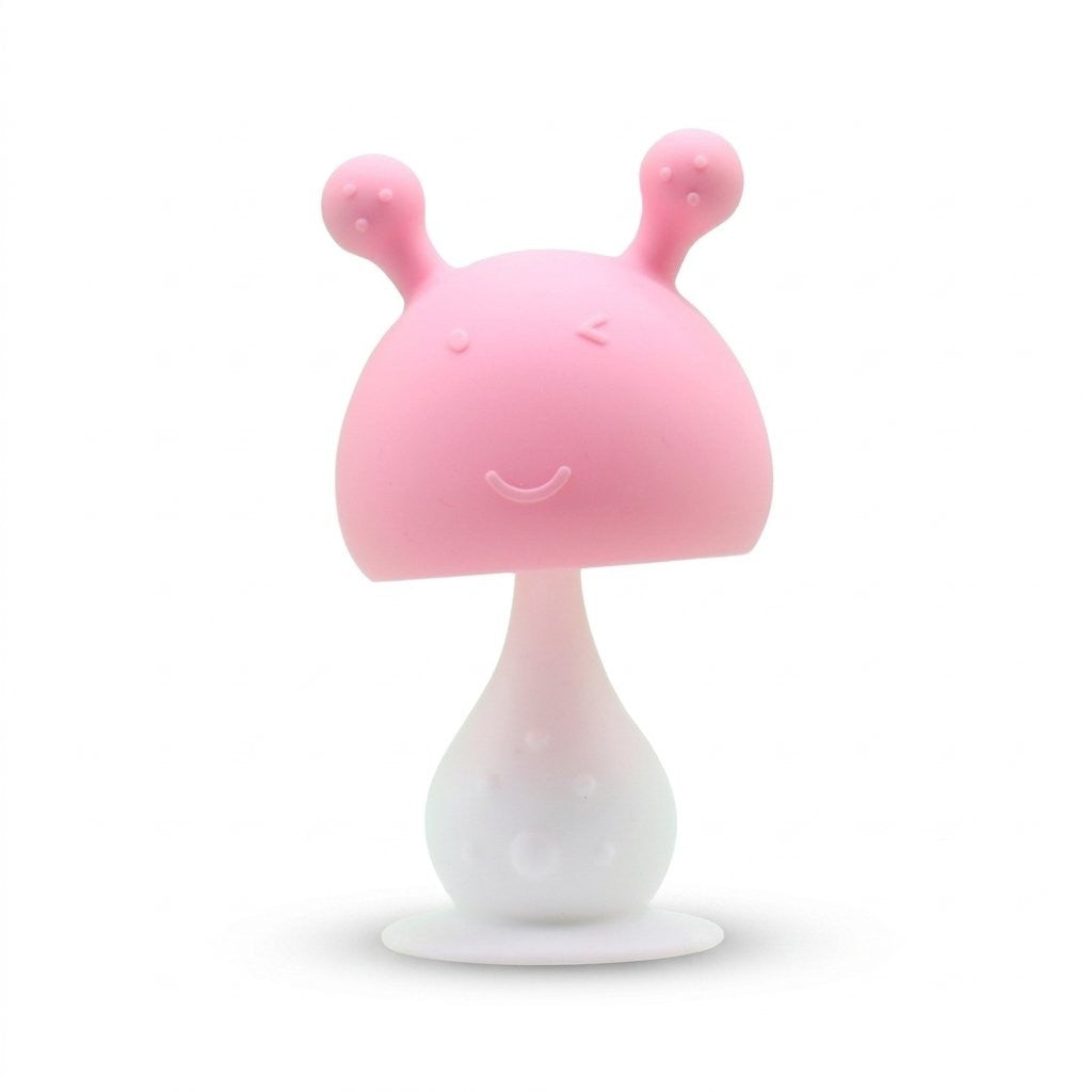 Anneau de dentition champignon à antennes rose