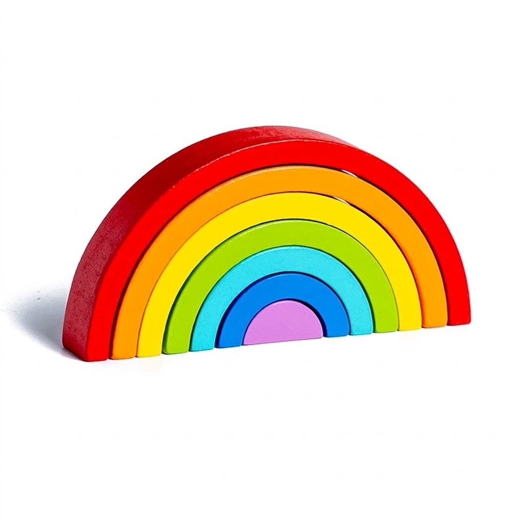 Petit arc-en-ciel empilable en bois, couleurs classiques