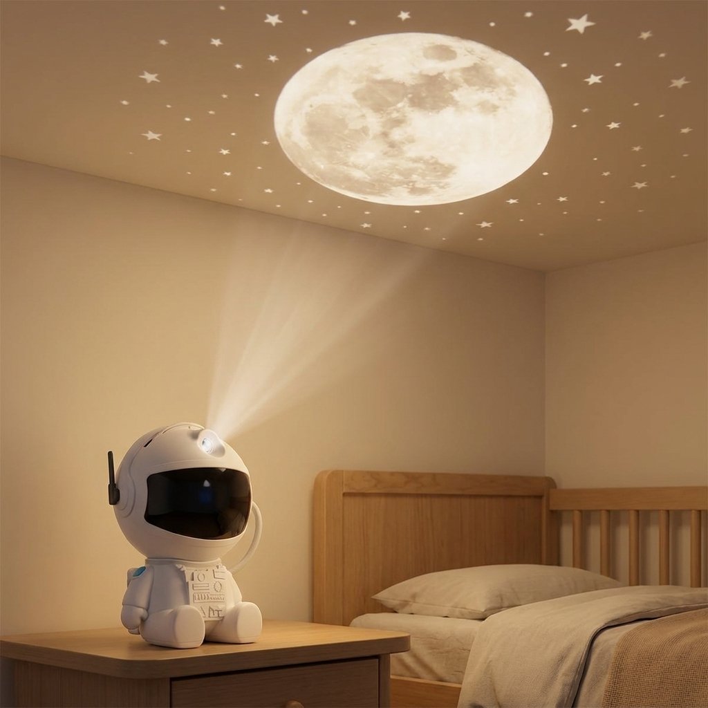 Lune et étoiles projetées au plafond