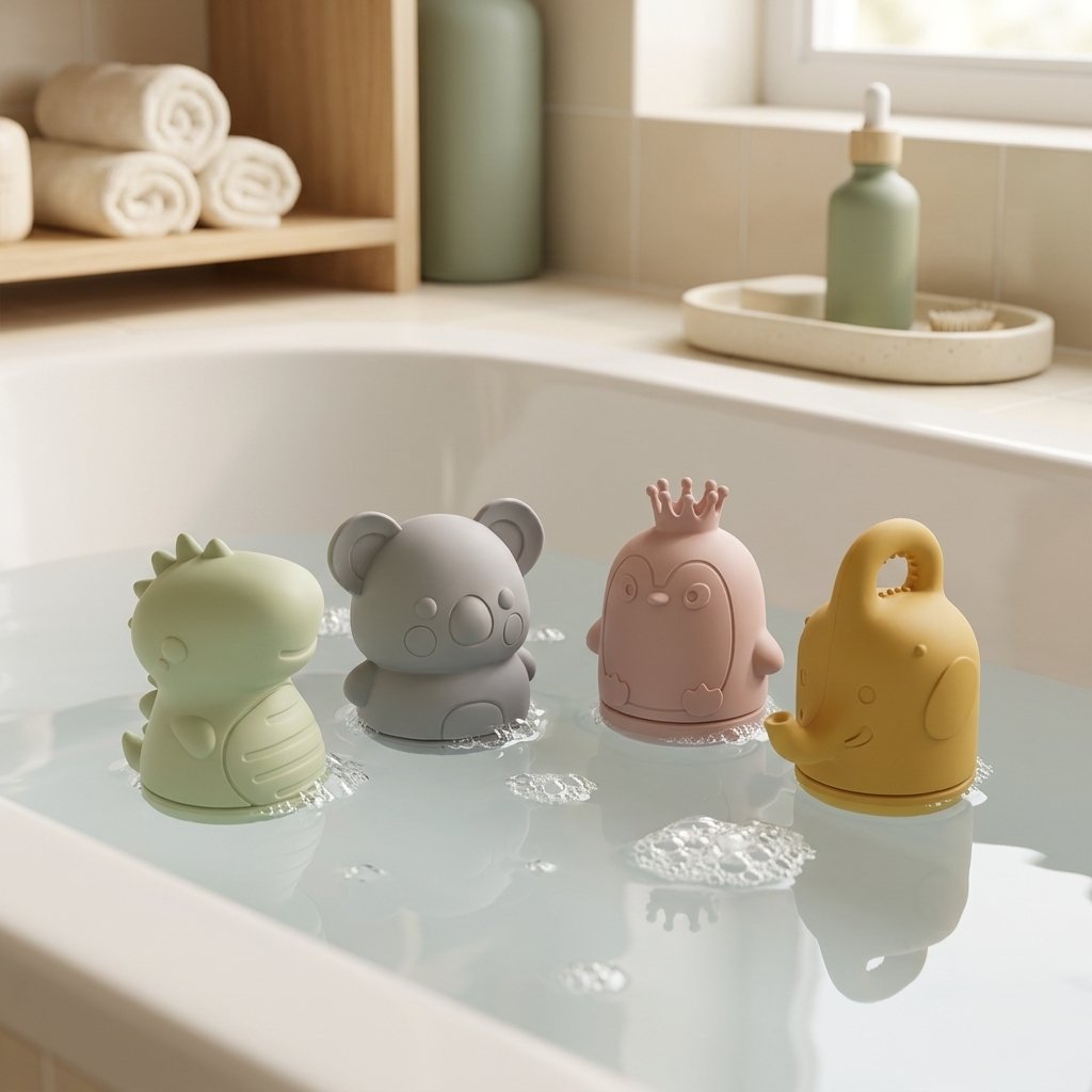 Jouets de bain en silicone flottant dans la baignoire Image