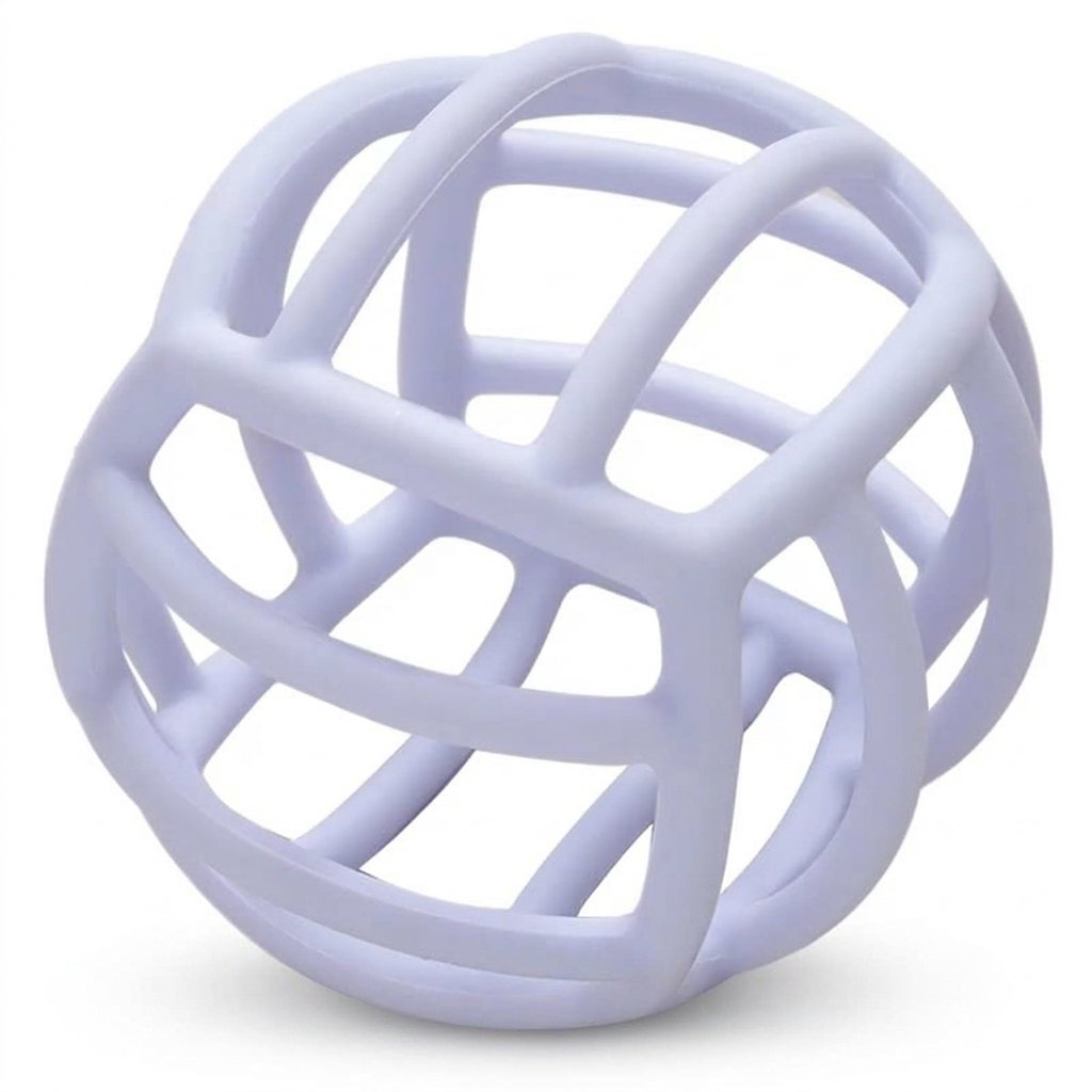 Balle sensorielle bébé en silicone lilas ajourée