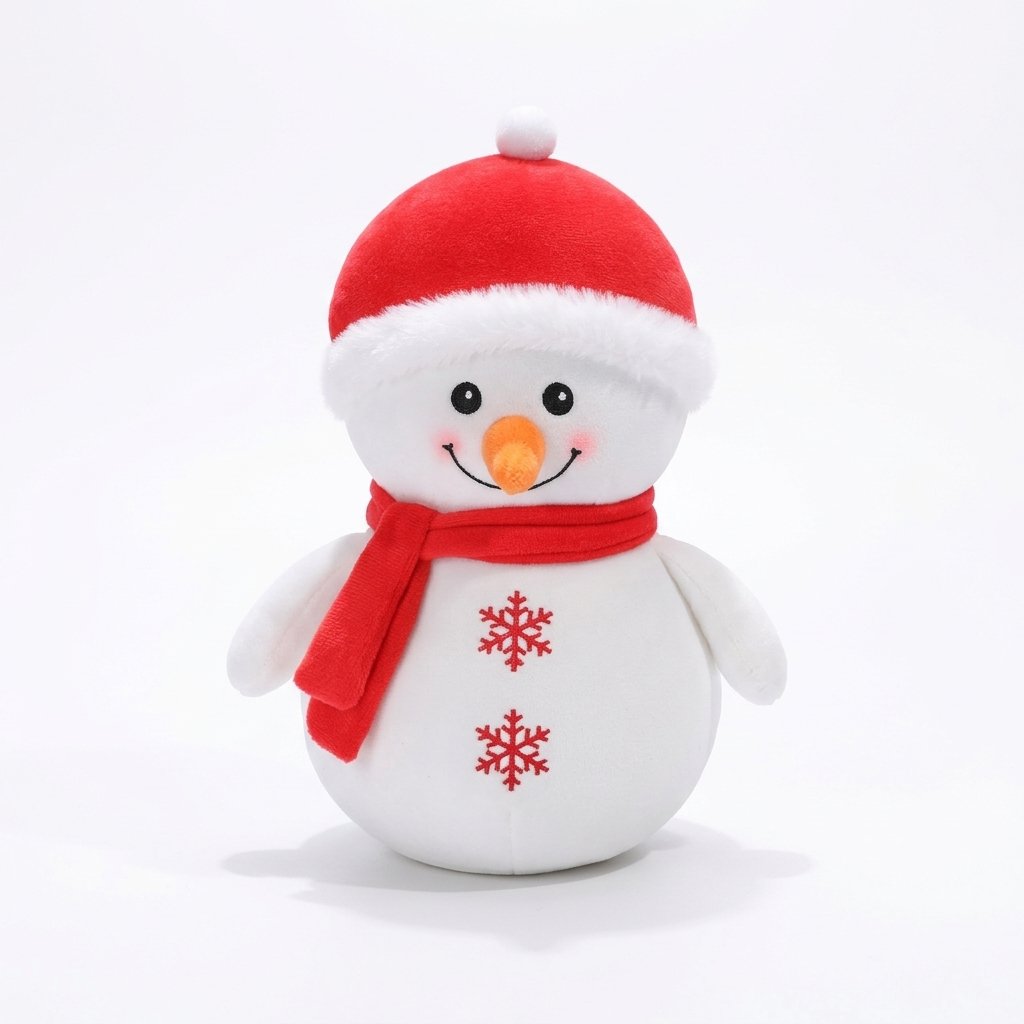 Peluche bonhomme de neige PAPILLOTE à flocons brodés, vue de face